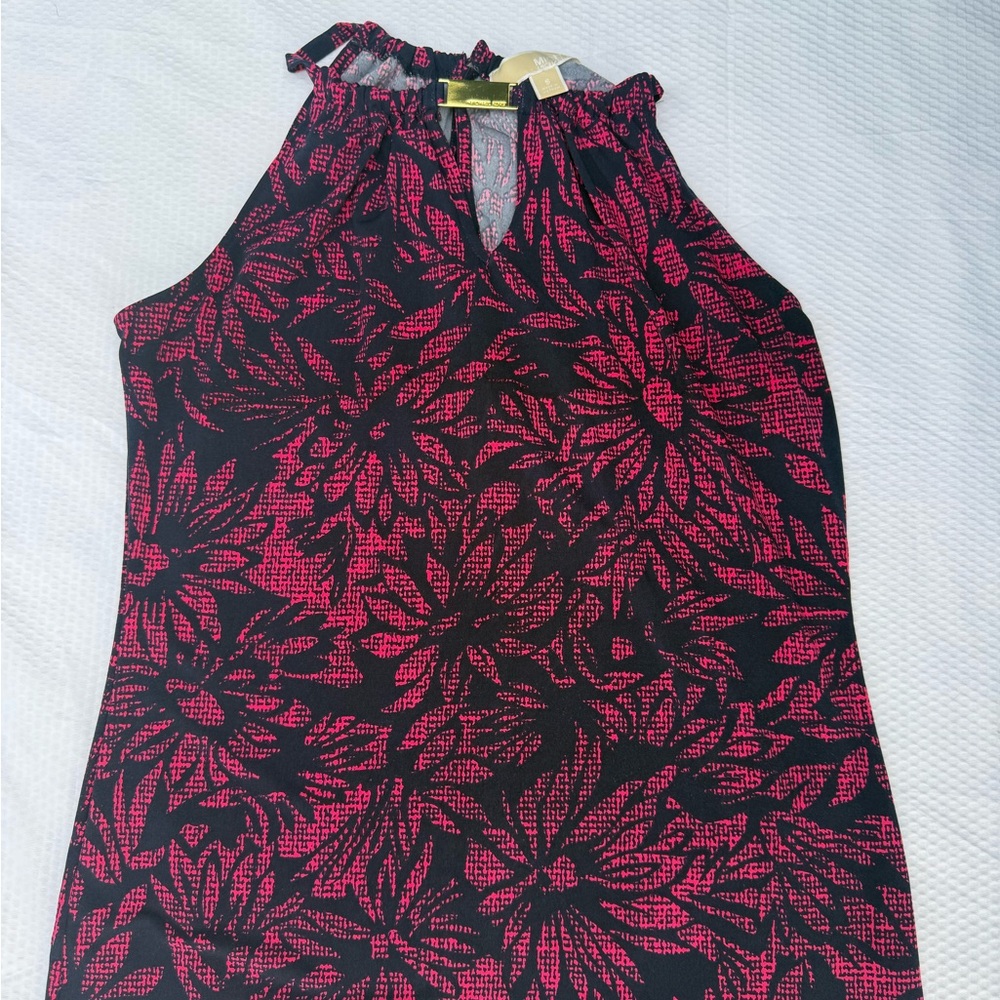 Michael Kors Black and Pink Floral Tank Top